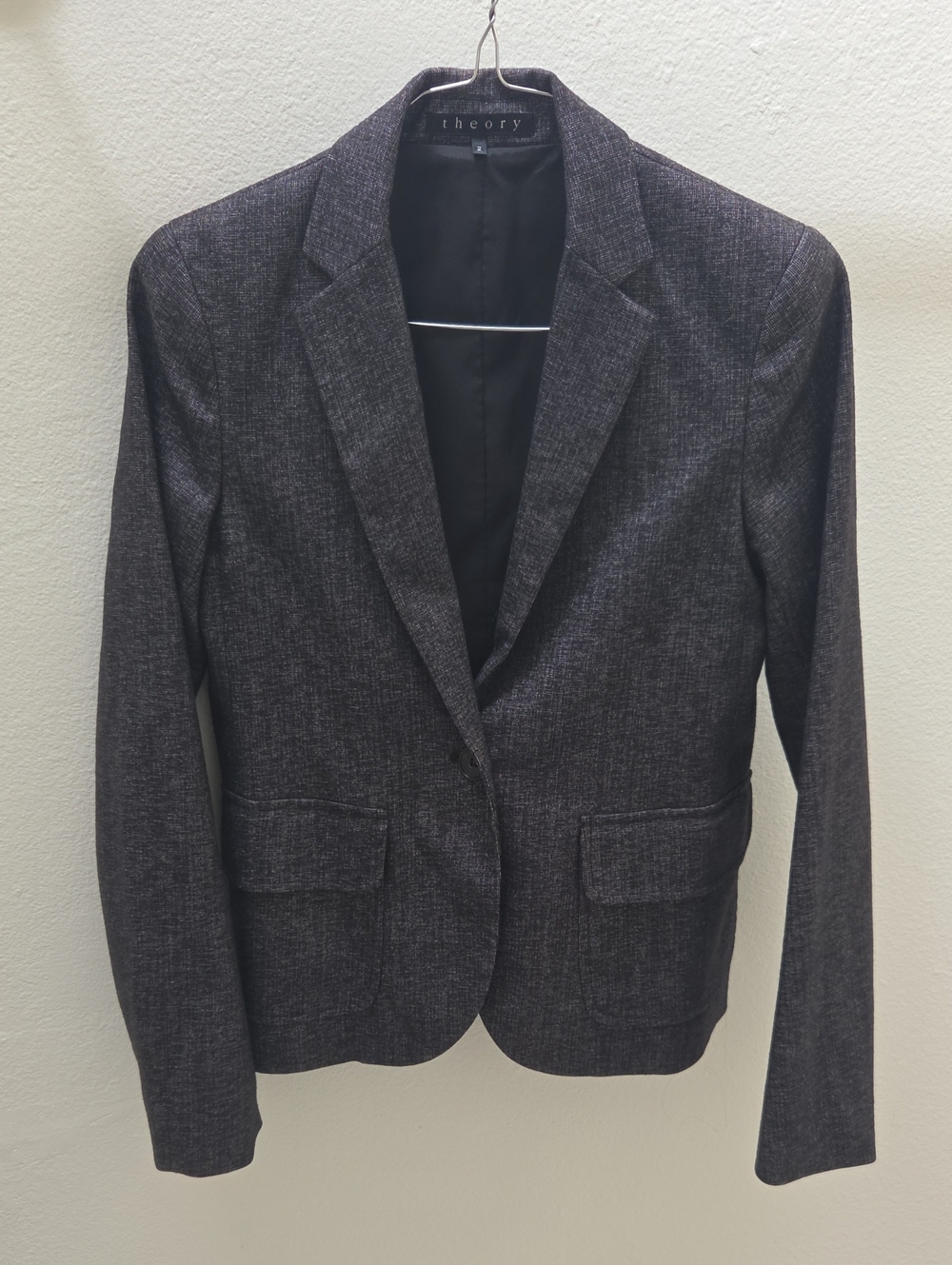 Theory Women's Dark Heather Gray Single-Button Blazer